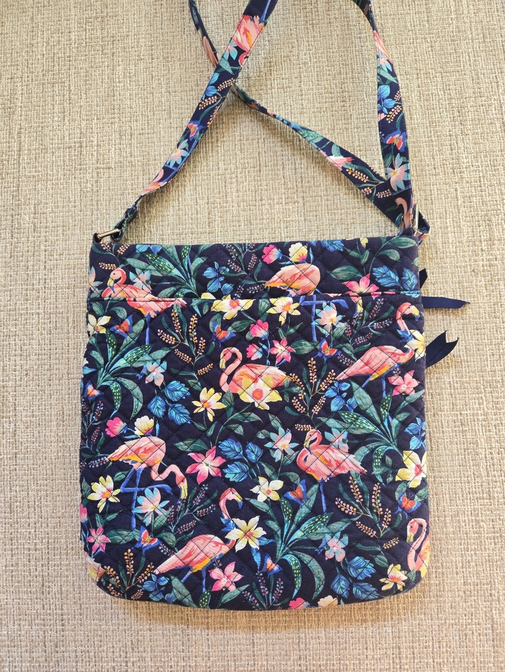 Vera Bradley Triple Zip Hipster Flamingo Garden Purse - Picture 4 of 12